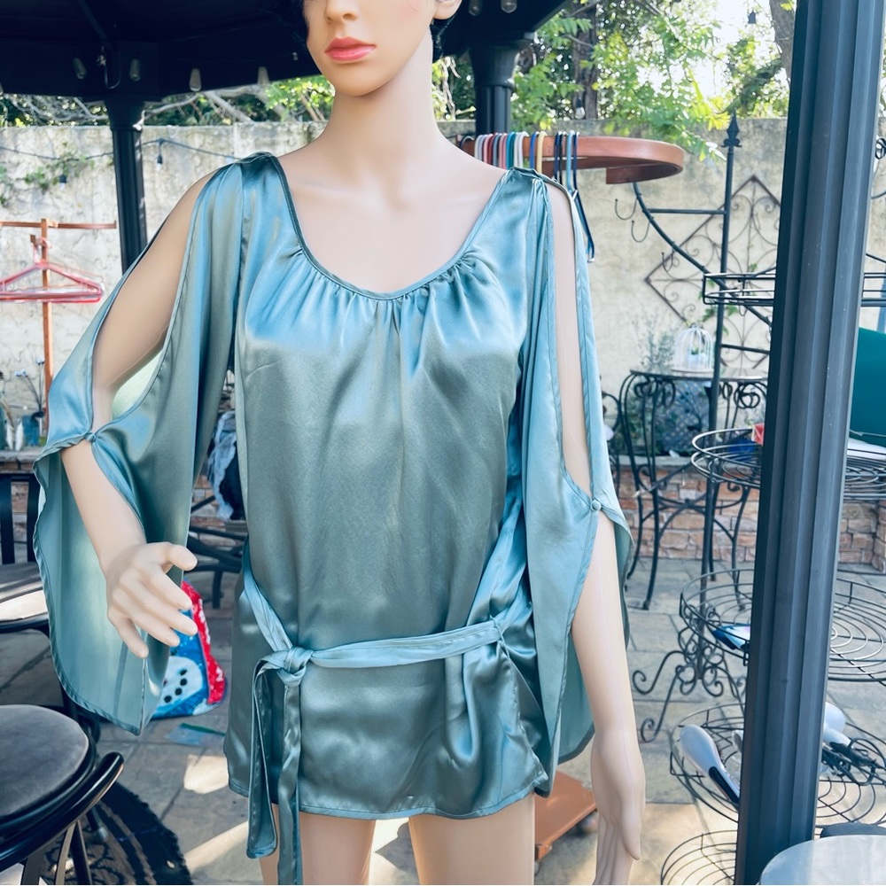 Silk sage color blouse